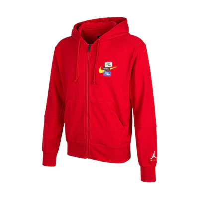 Air Jordan Red Woven Logo Hoodie Jacket DH7727-687