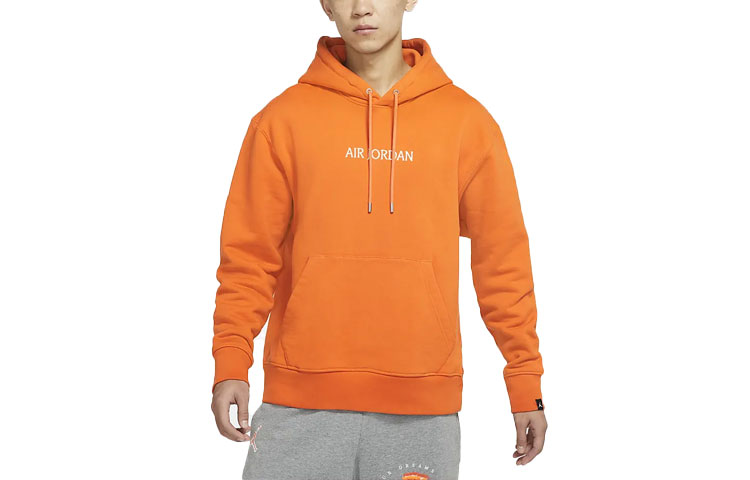 Air Jordan Solid Color Hoodie Orange Long Sleeve Pullover DO6095-847