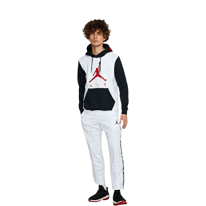 Lookbook Air Jordan 冬季白色抓绒连帽衫 带标志印花 CK1349-100