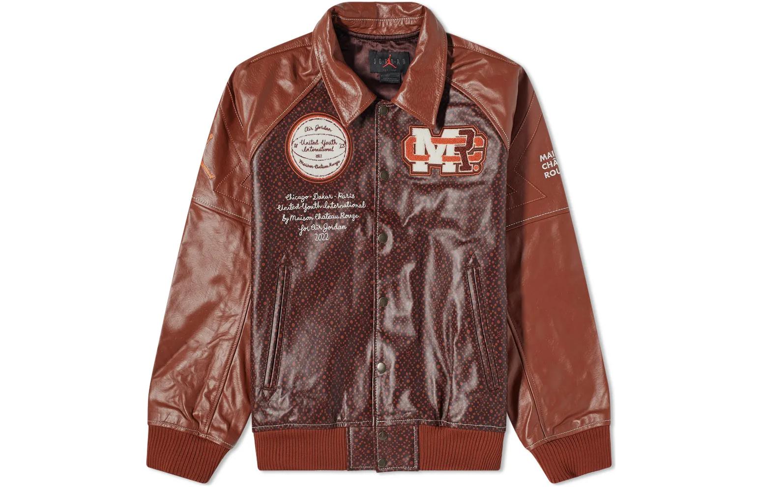 Air Jordan Maison Chateau Rouge Letter Print Jacket Brown () DJ9770-203
