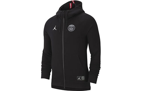 Air Jordan X PSG Paris Logo Zip Hoodie Black Asia Edition Mens BQ4196-010