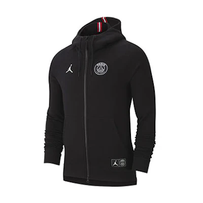 Air Jordan X PSG Paris Logo Zip Hoodie Black Asia Edition Mens BQ4196-010