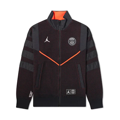 Air Jordan PSG Paris Track Jacket Black - Retro Colorblock Stripe Design BQ8360-010