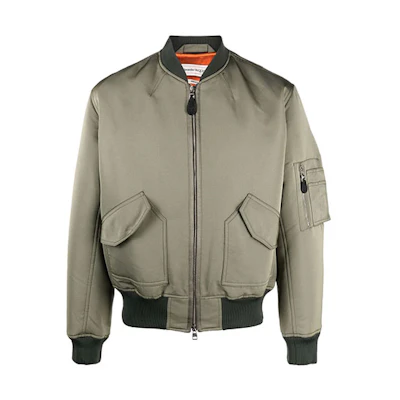 Alexander McQueen 2021 Logo Print Bomber Jacket for Men Green 667236-QRR45-3950