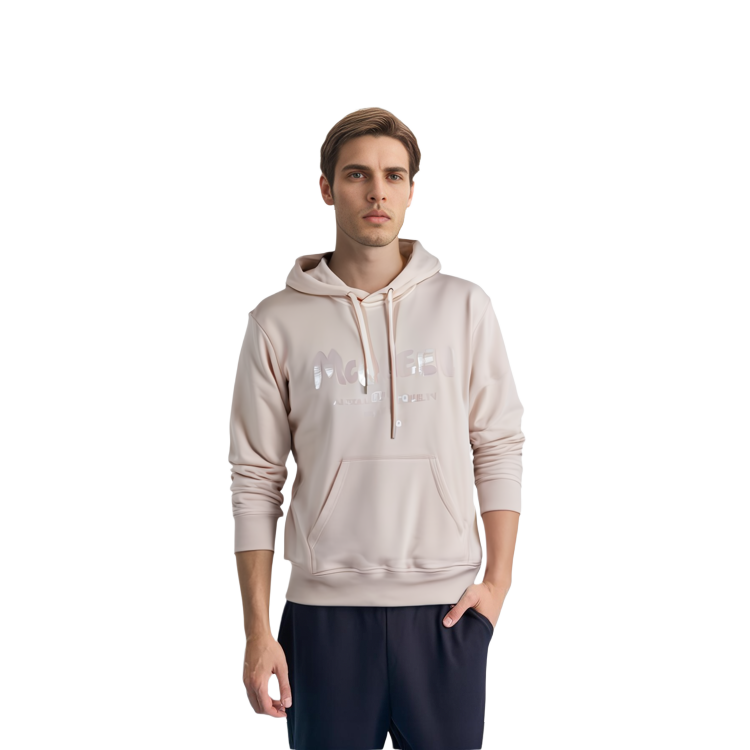 Shop Alexander McQueen Beige Hoodie Cetakan Logo Solid 688715-QTZ81-0907