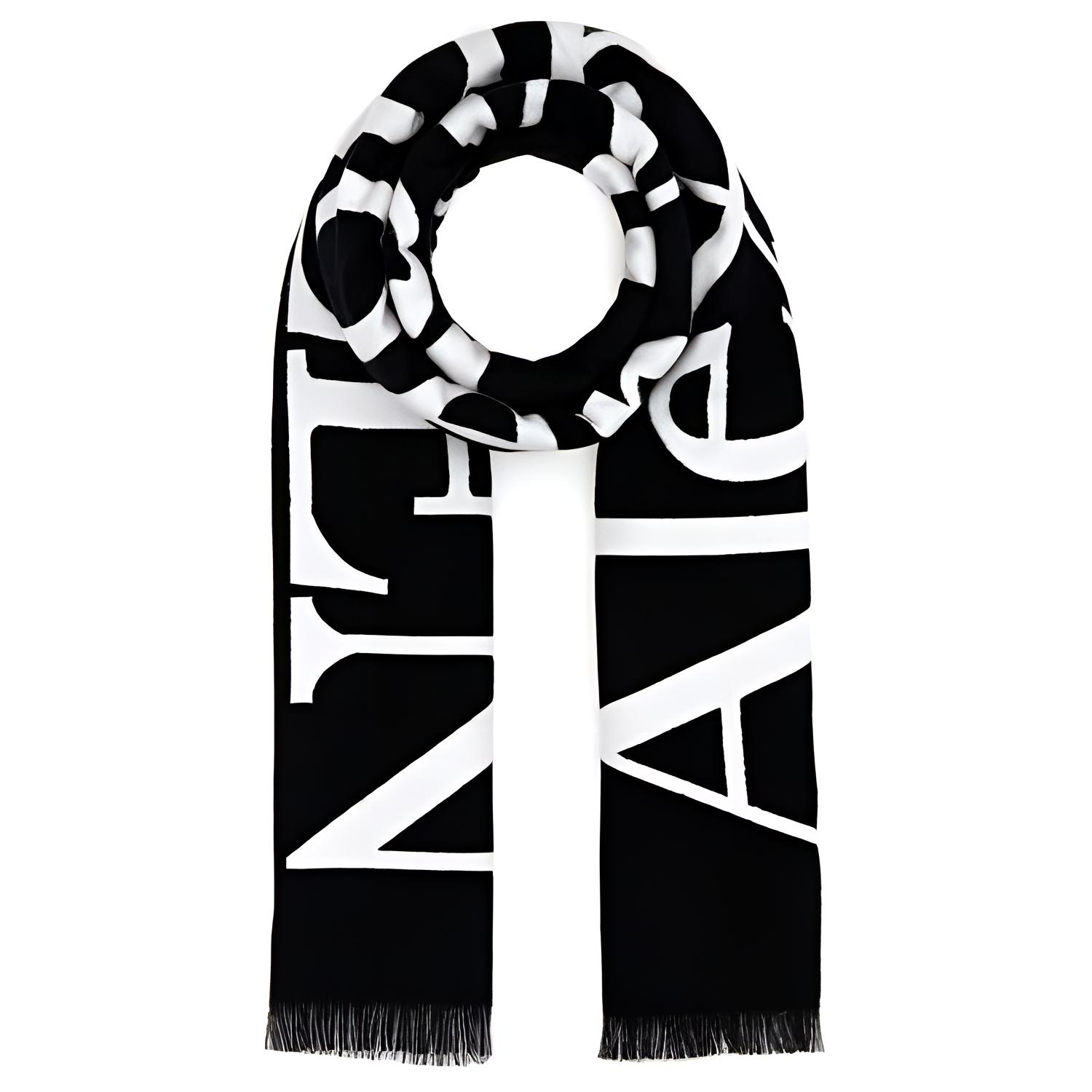 Alexander McQueen  Black Alphabet Print Cotton Knit Scarf 7090114105Q1078