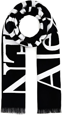 Alexander McQueen 黑色字母印花純棉針織圍巾 7090114105Q1078 Buy Alexander McQueen 黑色字母印花純棉針織圍巾 7090114105Q1078