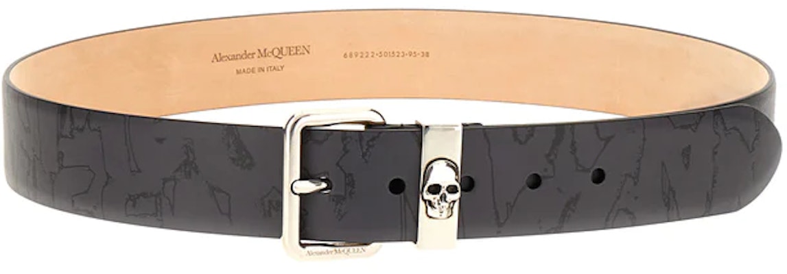 Alexander McQueen Black Belt with Engraved Buckle Design 6892221AAQ41000 Buy Alexander McQueen Black Belt with Engraved Buckle Design 6892221AAQ41000