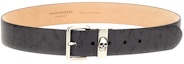 Order Alexander McQueen Black Belt with Engraved Buckle Design 6892221AAQ41000
