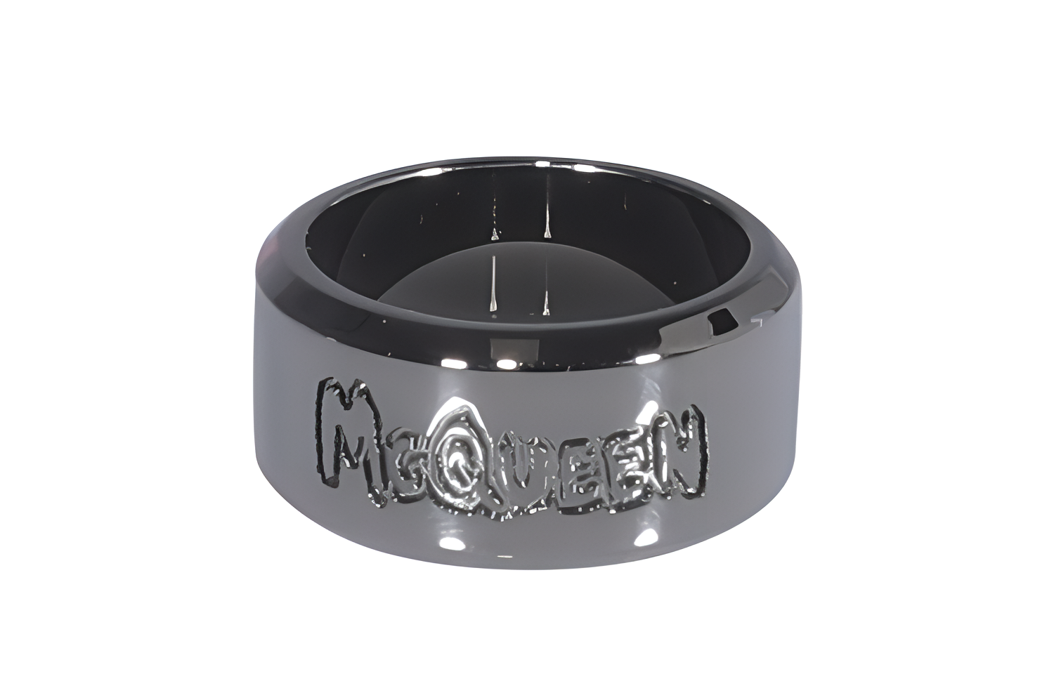 Alexander McQueen  Black Brass Logo Ring 728450J160B0995
