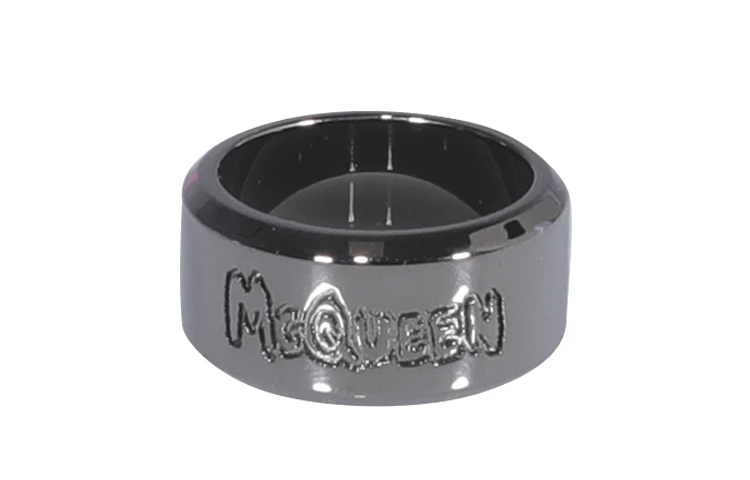 Order Alexander McQueen  Black Brass Logo Ring 728450J160B0995