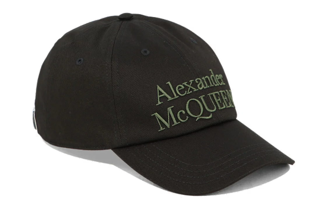 Alexander McQueen  Black Cotton Baseball Cap with Front Logo Embroidery 6886584105Q1066