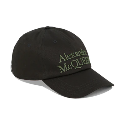 Alexander McQueen Black Cotton Baseball Cap with Front Logo Embroidery 6886584105Q1066