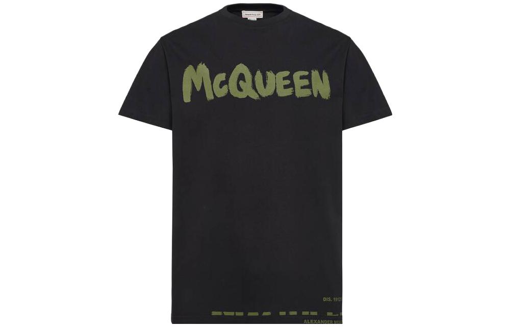 Order Alexander McQueen  Black Crewneck Letter Oversized T-Shirt. 622104-QTAAC-0519