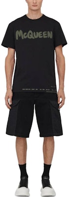 Alexander McQueen Black Crewneck Letter Oversized T-Shirt. 622104-QTAAC-0519 Lookbook Alexander McQueen Black Crewneck Letter Oversized T-Shirt. 622104-QTAAC-0519