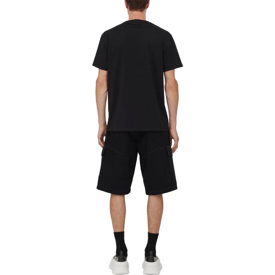 Shop Alexander McQueen  Black Crewneck Letter Oversized T-Shirt. 622104-QTAAC-0519