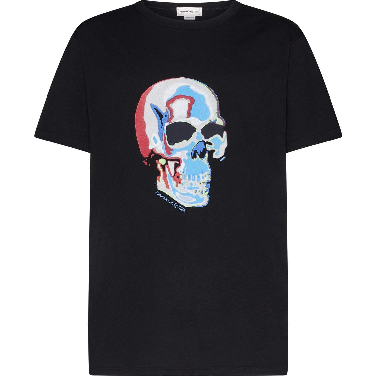Alexander McQueen  Black Crewneck T-Shirt with Skull Print 750661-QVZ11-0901