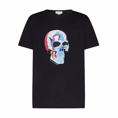 Alexander McQueen Black Crewneck T-Shirt with Skull Print 750661-QVZ11-0901