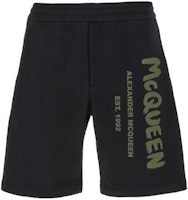 Alexander McQueen Black Elastic Fit Letter Print Casual Shorts 688717-QTAAB-0519 Alexander McQueen Black Elastic Fit Letter Print Casual Shorts 688717-QTAAB-0519