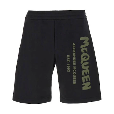 Alexander McQueen Black Elastic Fit Letter Print Casual Shorts 688717-QTAAB-0519