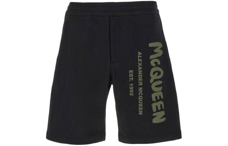 Order Alexander McQueen  Black Elastic Fit Letter Print Casual Shorts 688717-QTAAB-0519