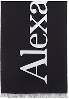 Alexander McQueen Black Fringed Letter Logo Wool Scarf. 7090114226Q1078 Alexander McQueen Black Fringed Letter Logo Wool Scarf. 7090114226Q1078