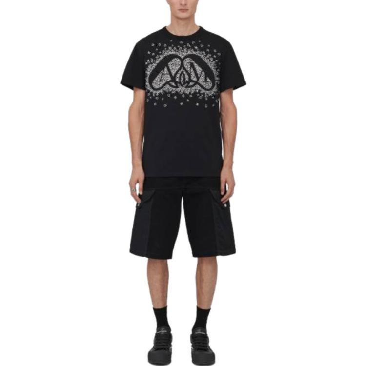 Alexander McQueen  Black Graphic Print Crew Neck T-Shirt 776349-QTAAP-0520 圖 4