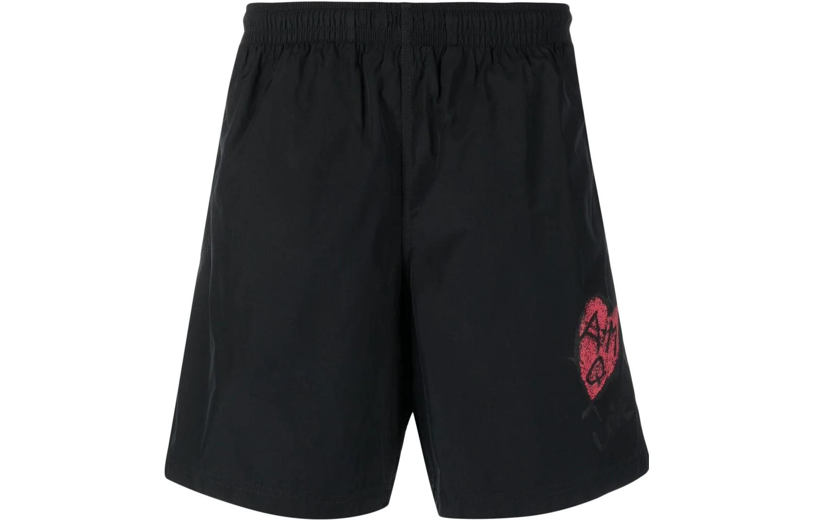 Order Alexander McQueen 黑色心形圖案印花短褲 711293-4419Q-1074