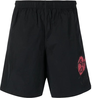 Alexander McQueen 黑色心形圖案印花短褲 711293-4419Q-1074 Order Alexander McQueen 黑色心形圖案印花短褲 711293-4419Q-1074