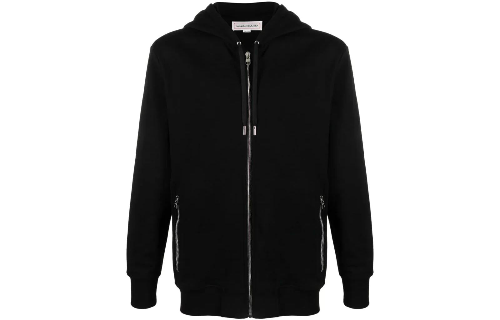 Alexander McQueen  Black Hoodie Jacket with Back Graphic Print. 776255-QXAAC-1000