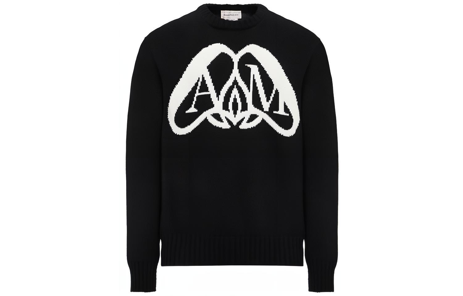 Alexander McQueen  Black Knit Sweater with Letter Pattern. 775849-Q1A70-1080