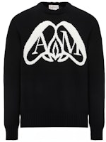 Alexander McQueen Black Knit Sweater with Letter Pattern. 775849-Q1A70-1080 Alexander McQueen Black Knit Sweater with Letter Pattern. 775849-Q1A70-1080