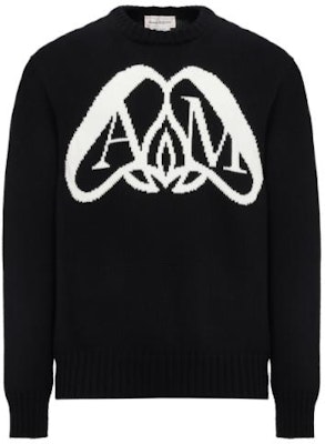 アレキサンダー・マックイーン ブラック ニットセーター レターパターン入り. 775849-Q1A70-1080 Order アレキサンダー・マックイーン ブラック ニットセーター レターパターン入り. 775849-Q1A70-1080