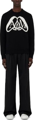 アレキサンダー・マックイーン ブラック ニットセーター レターパターン入り. 775849-Q1A70-1080 Lookbook アレキサンダー・マックイーン ブラック ニットセーター レターパターン入り. 775849-Q1A70-1080