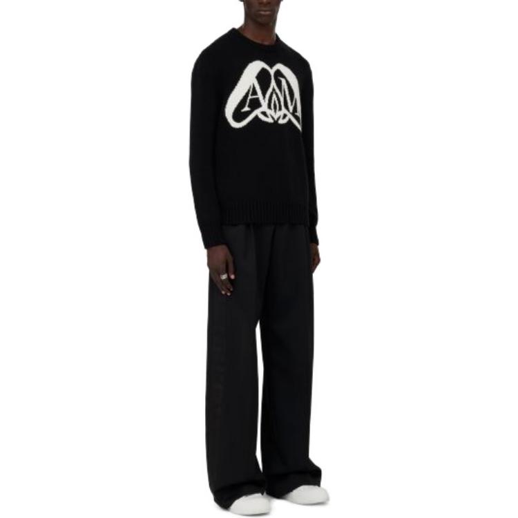 Purchase アレキサンダー・マックイーン ブラック ニットセーター レターパターン入り. 775849-Q1A70-1080