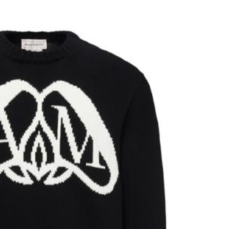 Sizing アレキサンダー・マックイーン ブラック ニットセーター レターパターン入り. 775849-Q1A70-1080