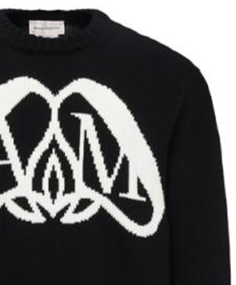 アレキサンダー・マックイーン ブラック ニットセーター レターパターン入り. 775849-Q1A70-1080 Sizing アレキサンダー・マックイーン ブラック ニットセーター レターパターン入り. 775849-Q1A70-1080