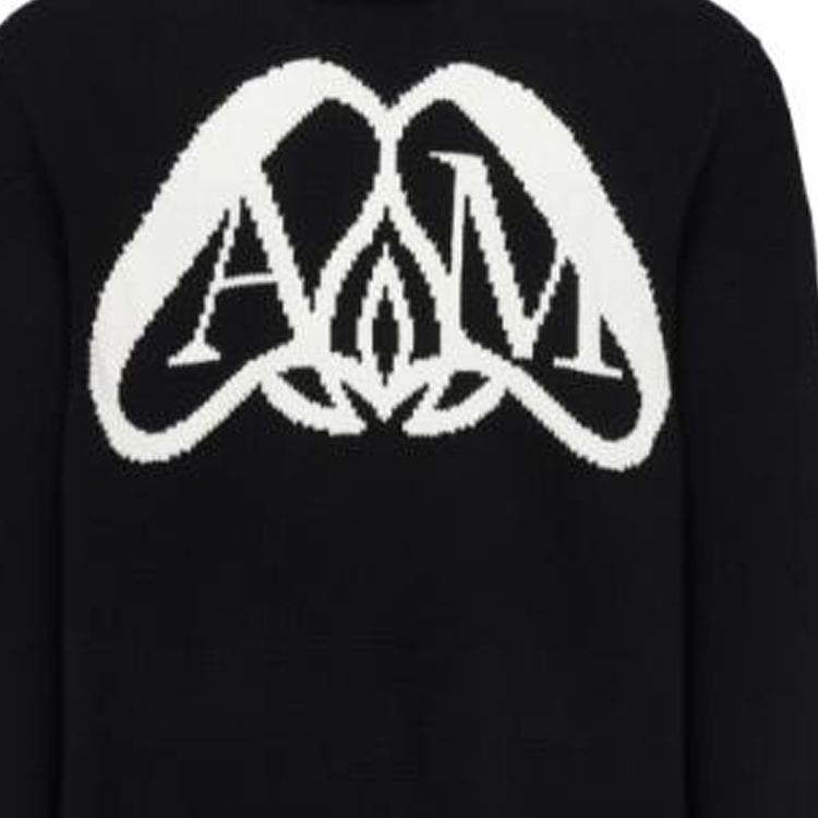 Cheap アレキサンダー・マックイーン ブラック ニットセーター レターパターン入り. 775849-Q1A70-1080