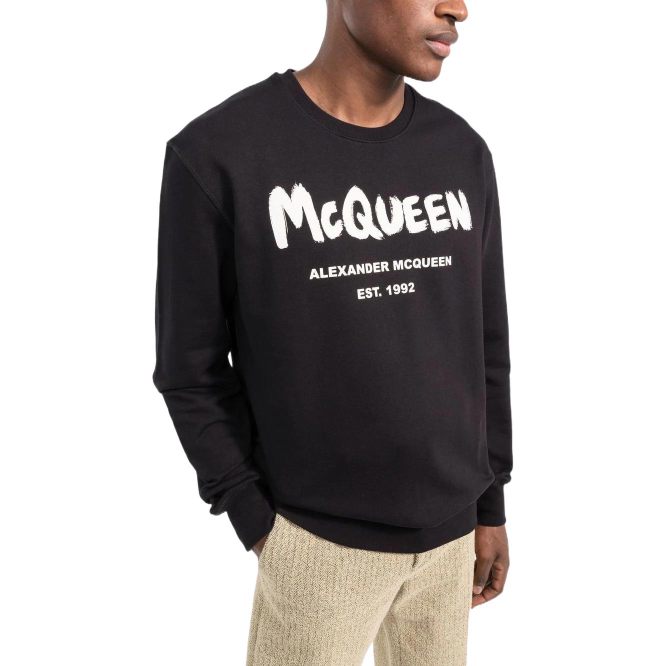 Purchase Alexander McQueen  Black Letter Graffiti Print Sweatshirt. 688713QTZ810901