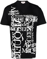 Alexander McQueen Black Letter Print Crew Neck Casual T-Shirt. 759452-QVZ33-0901 Alexander McQueen Black Letter Print Crew Neck Casual T-Shirt. 759452-QVZ33-0901