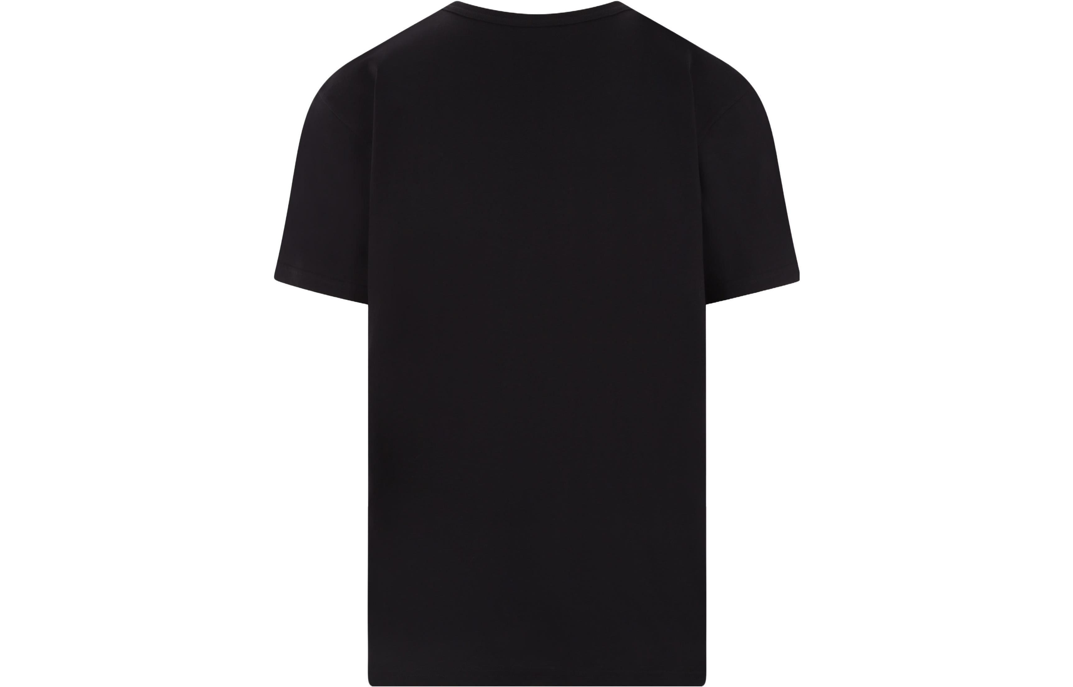 Lookbook Alexander McQueen Kemeja-T Leher Bulat Cetakan Huruf Hitam Kasual. 759452-QVZ33-0901