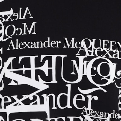 Alexander McQueen Kemeja-T Leher Bulat Cetakan Huruf Hitam Kasual. 759452-QVZ33-0901 Purchase Alexander McQueen Kemeja-T Leher Bulat Cetakan Huruf Hitam Kasual. 759452-QVZ33-0901