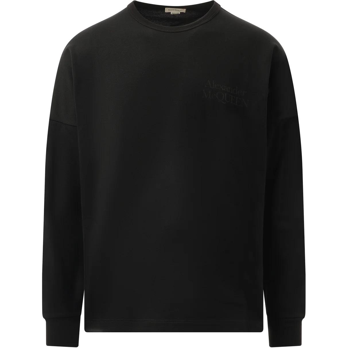 Alexander McQueen  Black Letter Print Crewneck Long Sleeve Sweatshirt 759388-QTABR-0548