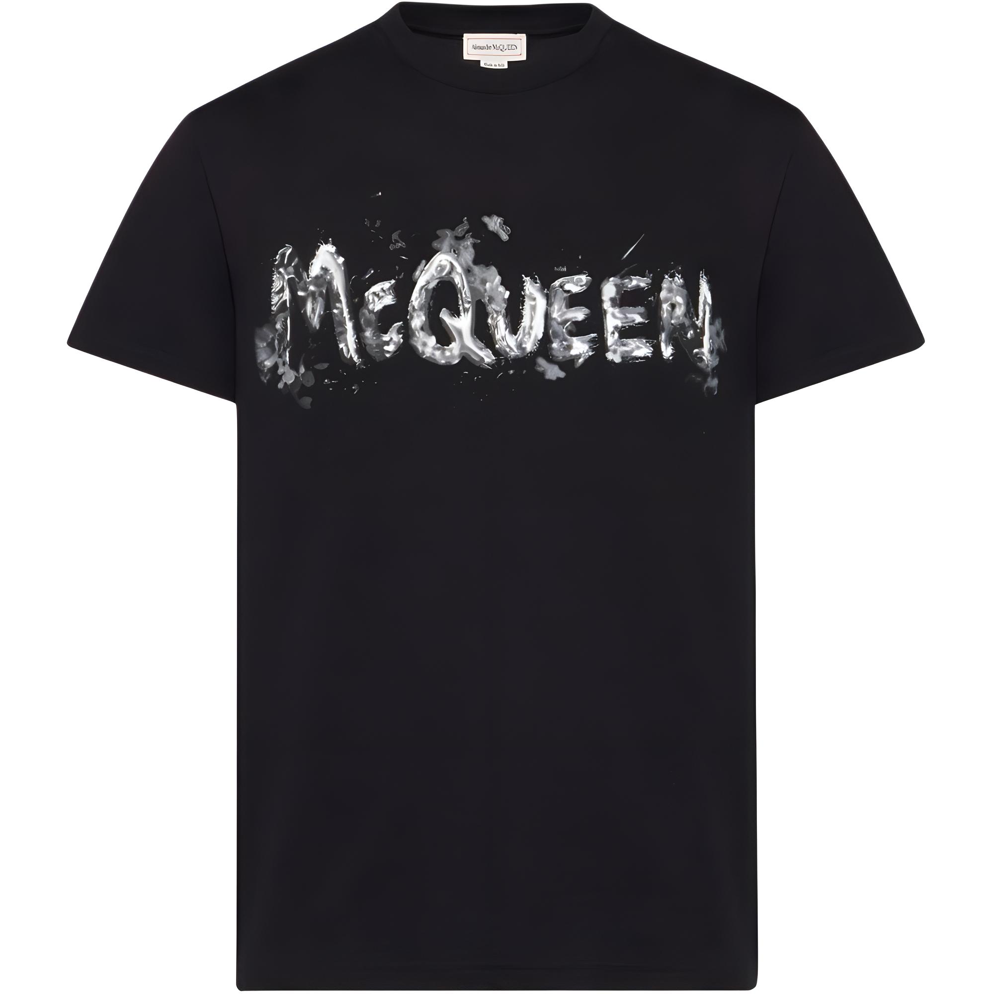 Alexander McQueen  Black Logo Crewneck T-Shirt. 794578-QTABO-0528