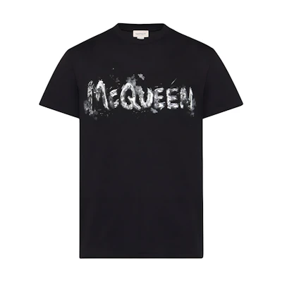 Alexander McQueen Black Logo Crewneck T-Shirt. 794578-QTABO-0528