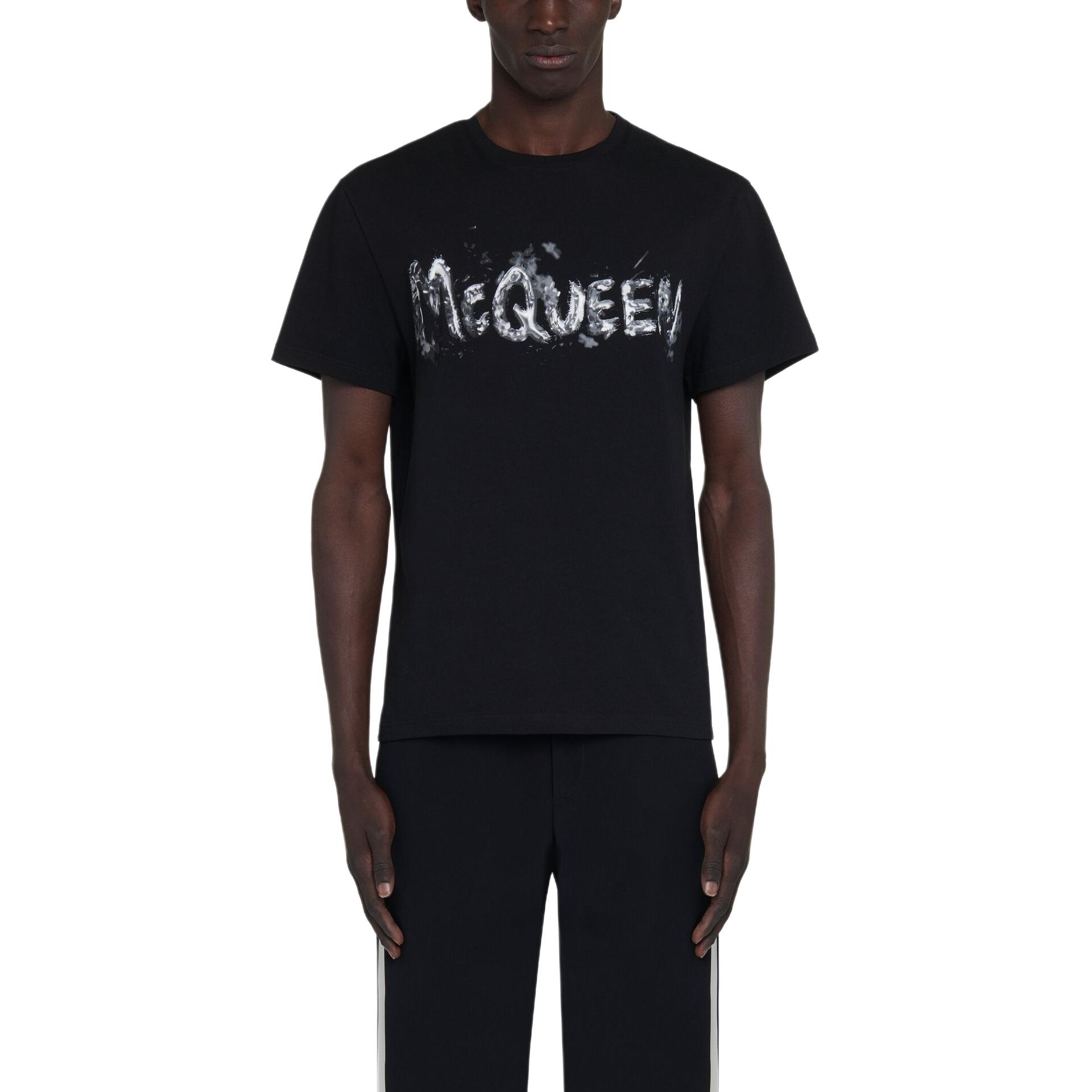 Alexander McQueen  Black Logo Crewneck T-Shirt. 794578-QTABO-0528 圖 6