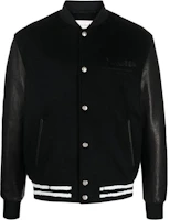 Alexander McQueen Black Logo Letter Pattern Single-Breasted Bomber Jacket 705645-Q5HWS-1001 Alexander McQueen Black Logo Letter Pattern Single-Breasted Bomber Jacket 705645-Q5HWS-1001