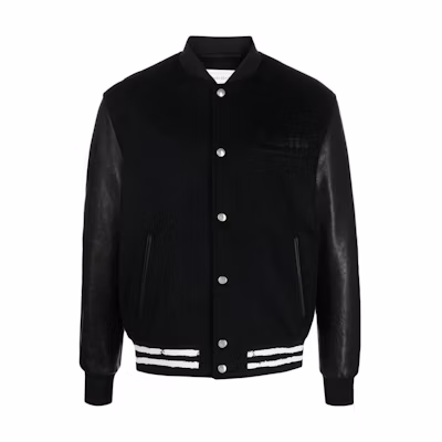 Alexander McQueen Black Logo Letter Pattern Single-Breasted Bomber Jacket 705645-Q5HWS-1001