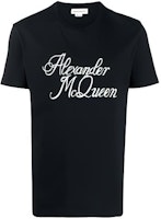 Alexander McQueen Black Logo Print Crewneck T-Shirt. 687714-QSZ86-0901 Alexander McQueen Black Logo Print Crewneck T-Shirt. 687714-QSZ86-0901