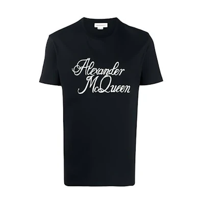 Alexander McQueen Black Logo Print Crewneck T-Shirt. 687714-QSZ86-0901